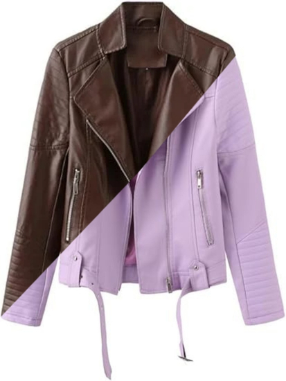 Women’s Brown & Purple Genuine Leather Jacket Both