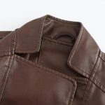 Women’s Brown & Purple Genuine Leather Jacket Brown4