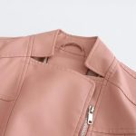Women’s Rose & Black Genuine Leather Jacket Rose3
